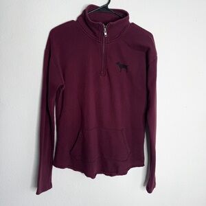 PINK Victoria’s Secret quarter zip red pullover hoodie sweater size xs